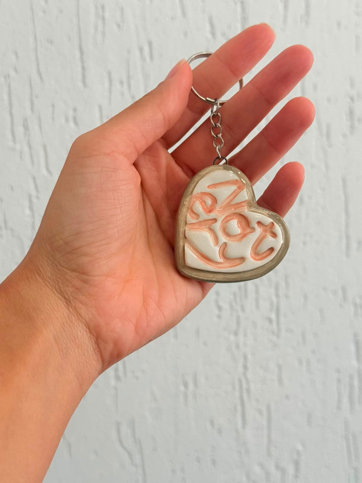 Ceramic Heart Keychain (Handmade)