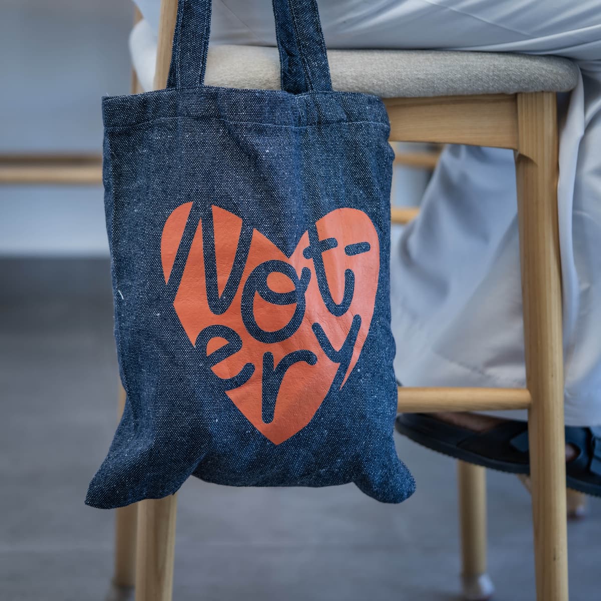 Denim Tote – Heart Logo (Navy)